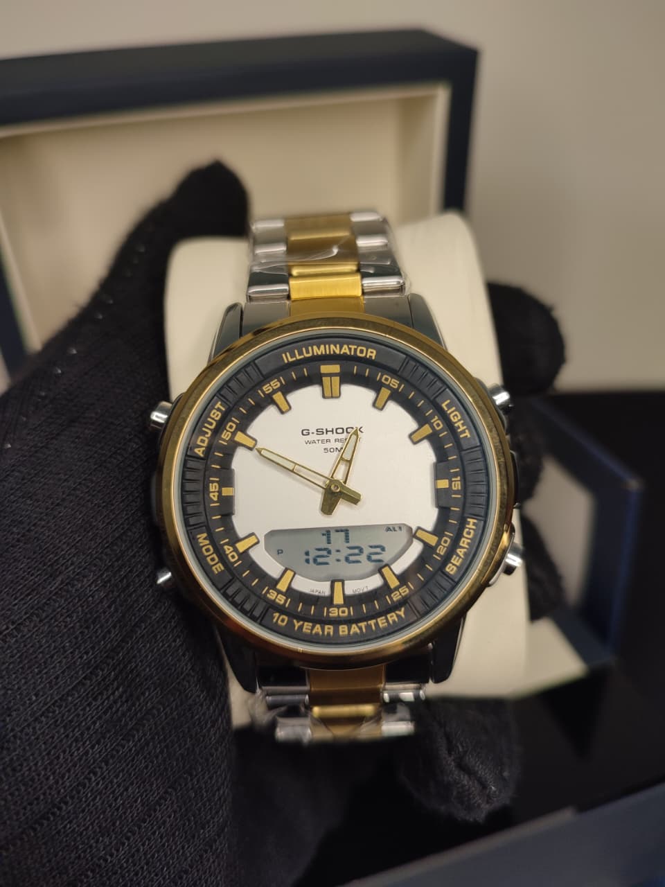 Casio G-shock - (Two Tone-White)  Dual Time Watch - (Master Copy) - (All Functions Working)