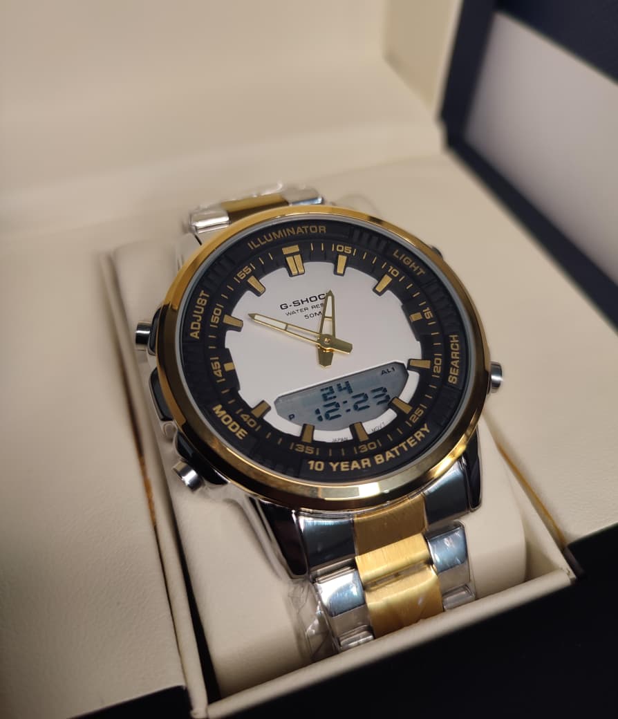 Casio G-shock - (Two Tone-White)  Dual Time Watch - (Master Copy) - (All Functions Working)