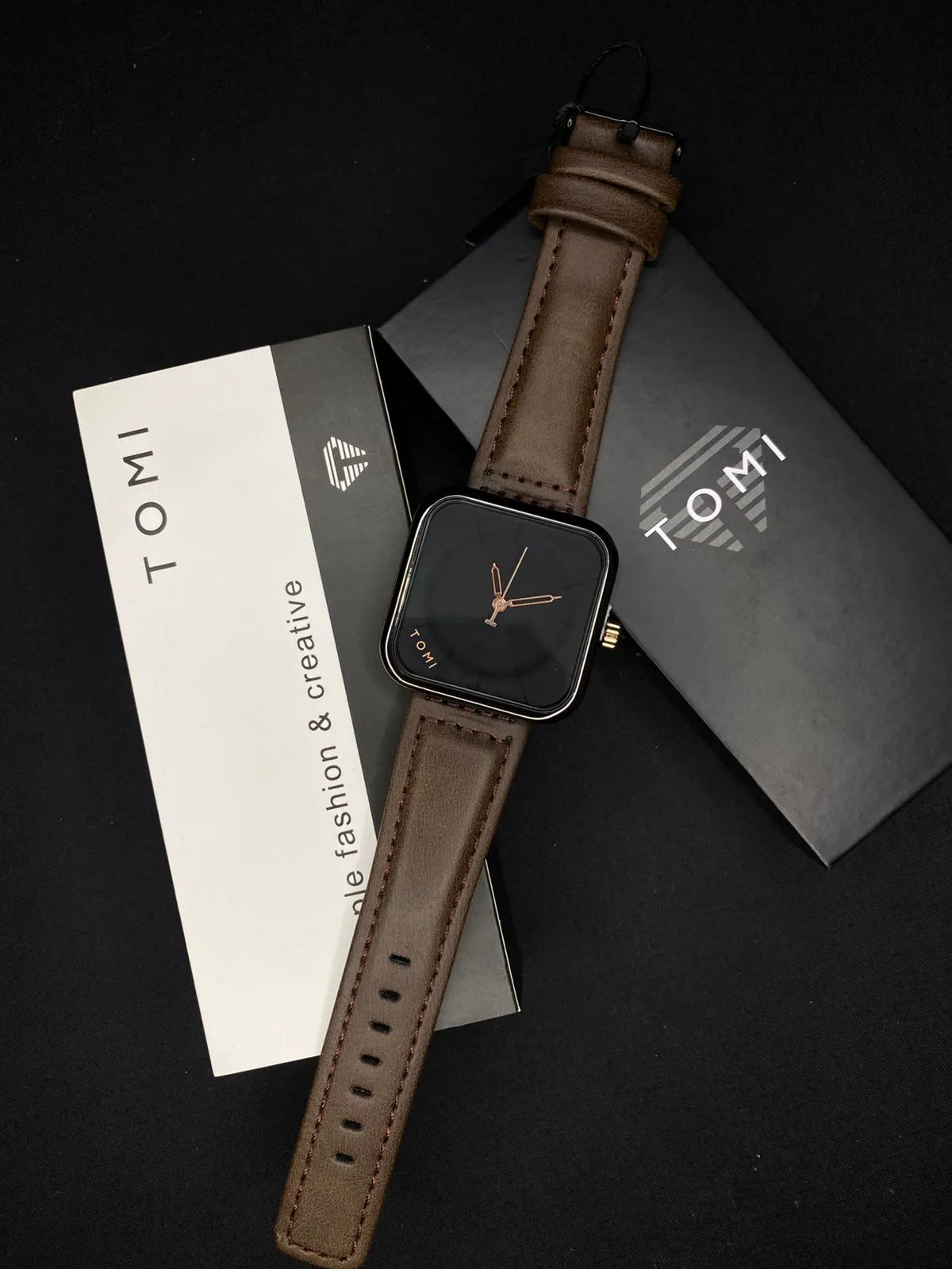 Tomi Watch - Leather Straps - Square Dial