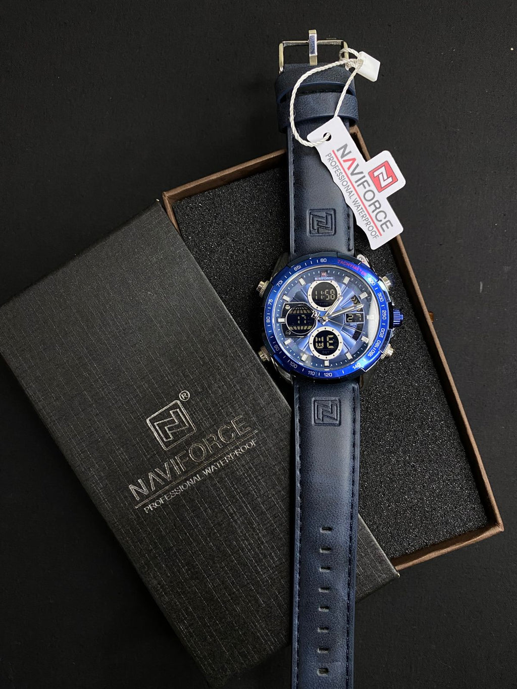 Naviforce NF-9197  -- Dual Time Watch -Leather Straps