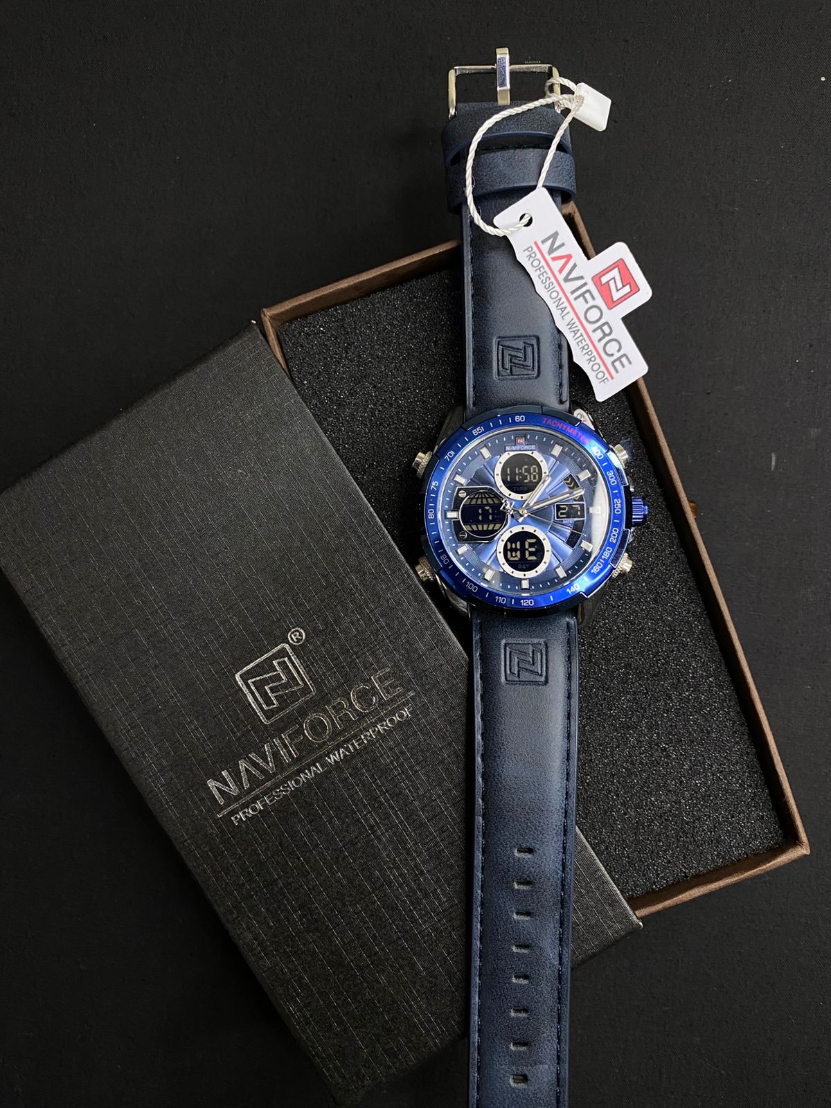 Naviforce NF-9197  -- Dual Time Watch -Leather Straps