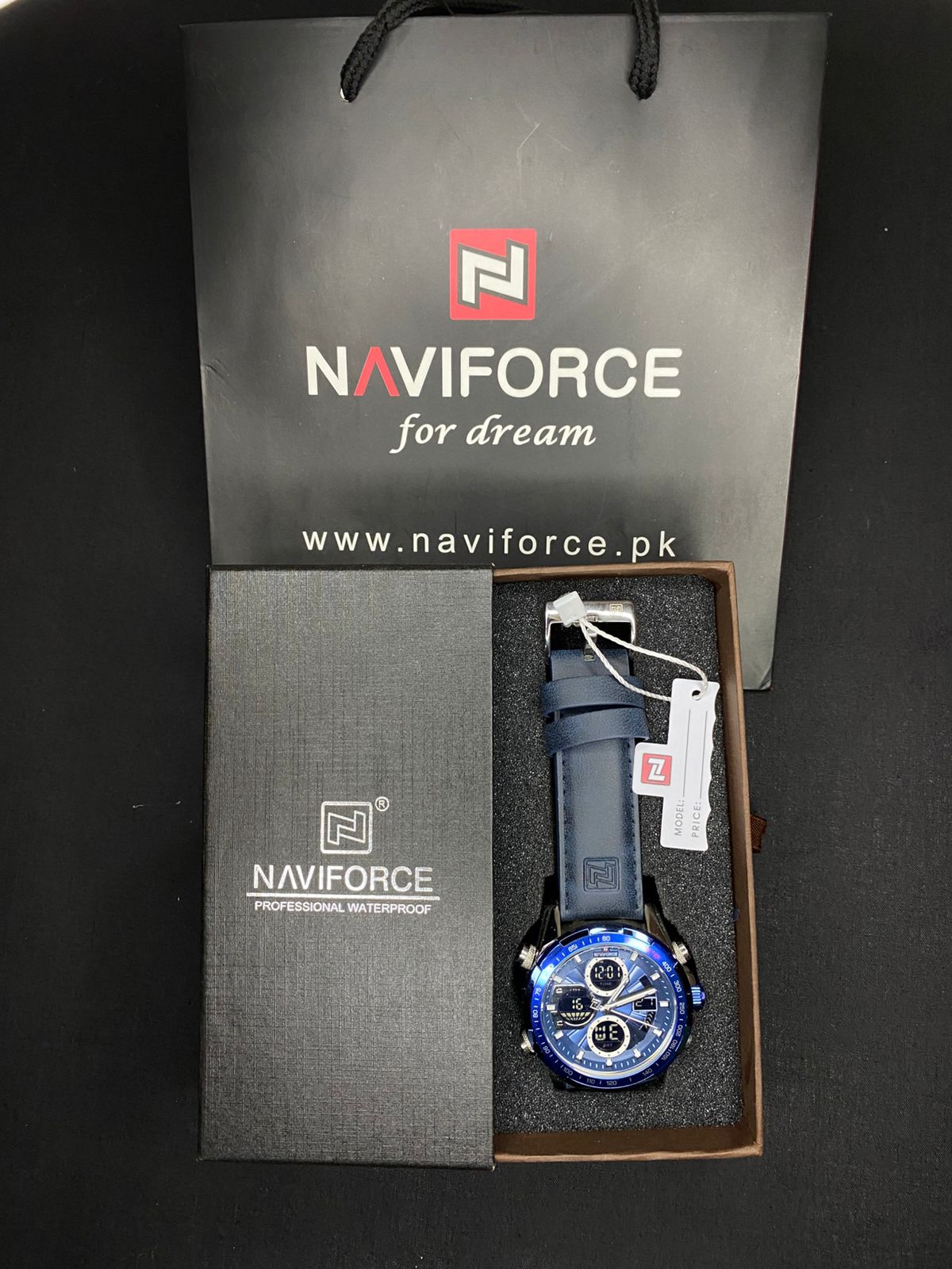 Naviforce NF-9197  -- Dual Time Watch -Leather Straps