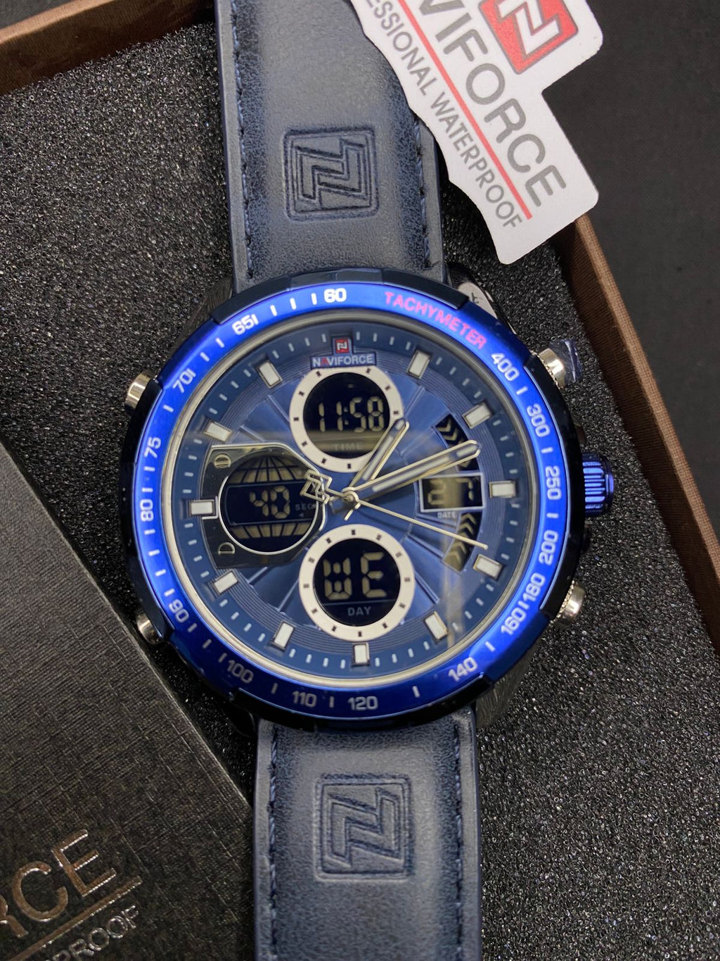 Naviforce NF-9197  -- Dual Time Watch -Leather Straps