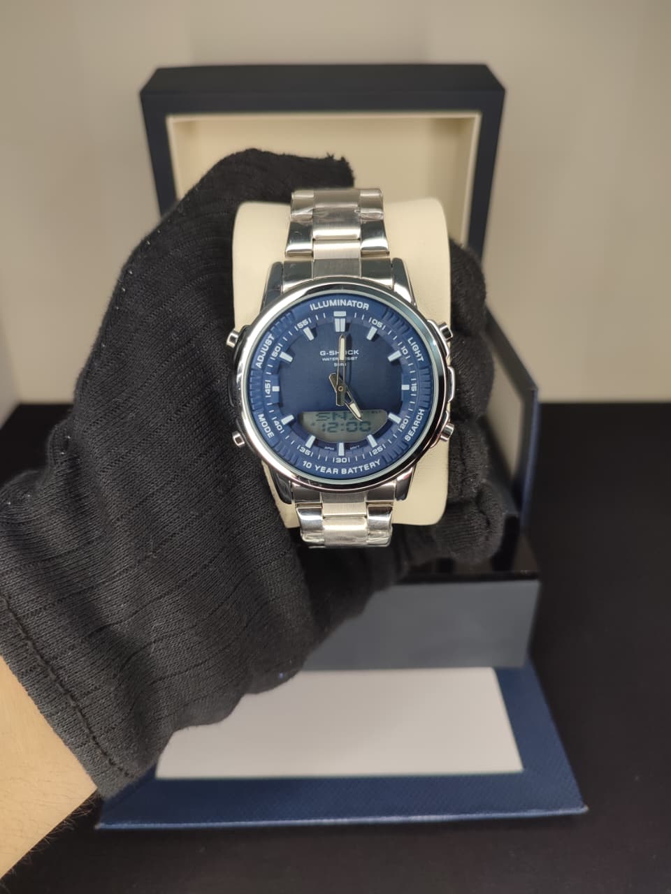 Casio G-shock - (Silver-Blue) Dual Time Watch - (Master Copy) - (All Functions Working)