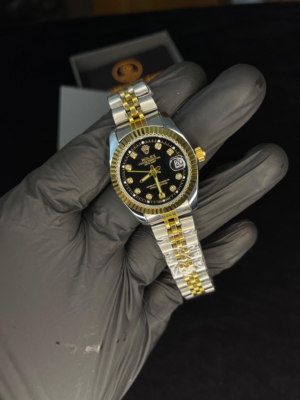 RLX - Two Tone Couple Watch - Black Dial